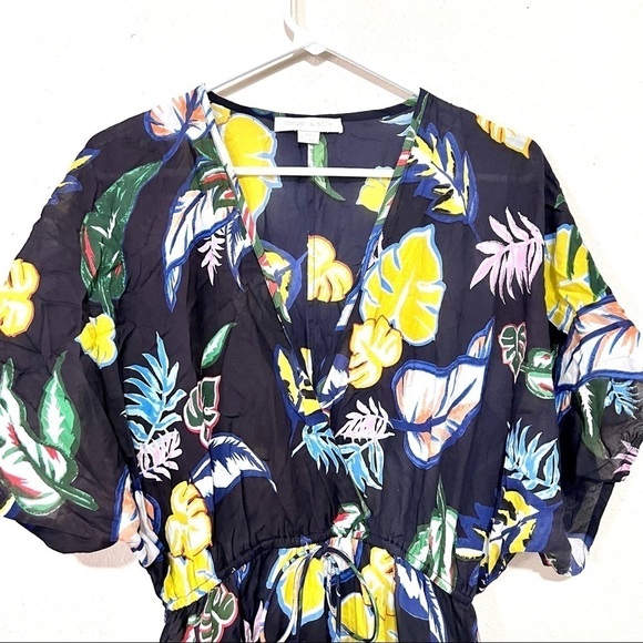 Cooper & Ella Anthro Women's Flowy Navy Tropical print Kaftan maxi dress size S - Picture 3 of 12